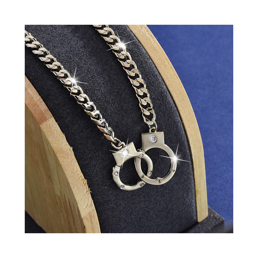 (Coffee Gold) Steel Titanium Fashionable Hanuff Necklace With Asymmetrical Shapes Perfect Wear Autumn For