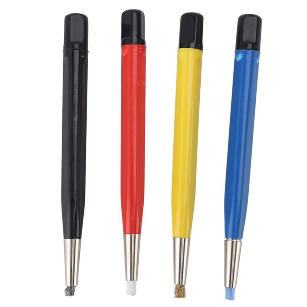 4pcs Watch Rust Cleaning Pen Scratch Brush Set Portable Fiberglass Nylon Steel Brass for Electrical Circuit Boards