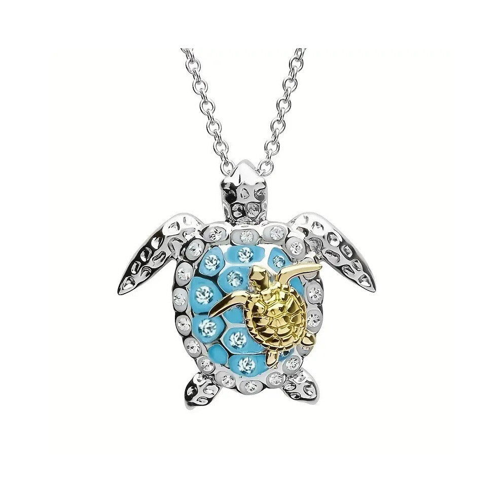 (Gold) Sea Turtle Stylish Necklace In Silver And Gold Perfect Animal Couples Accessory For