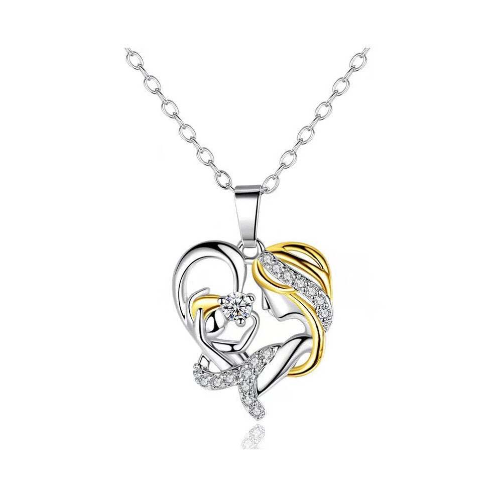 (TwoTone Necklace) Heart Graceful Twotone Necklace For Women Perfect For Special Occasions Gifts And