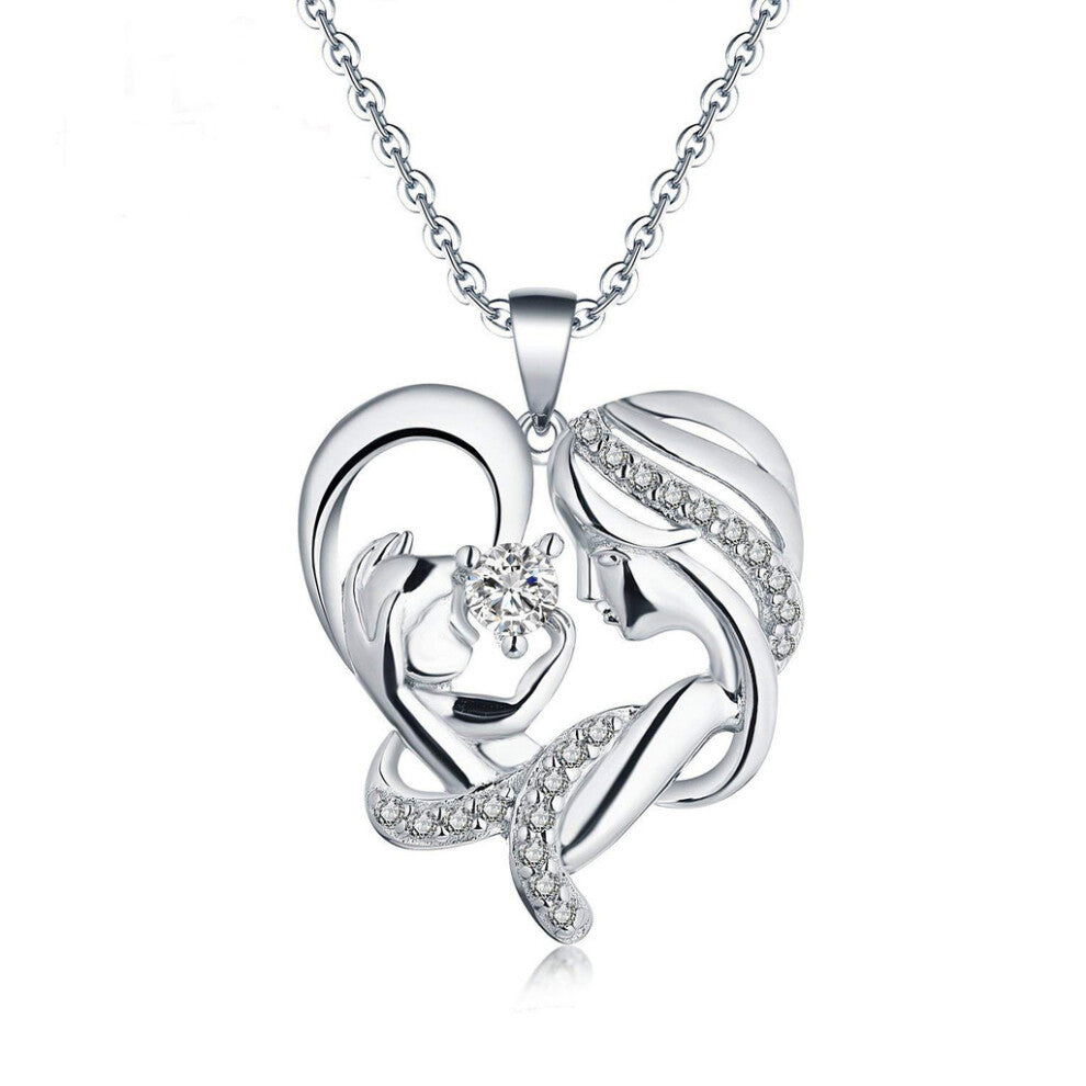 (Silver Necklace) Heart Graceful Twotone Necklace For Women Perfect For Special Occasions Gifts And