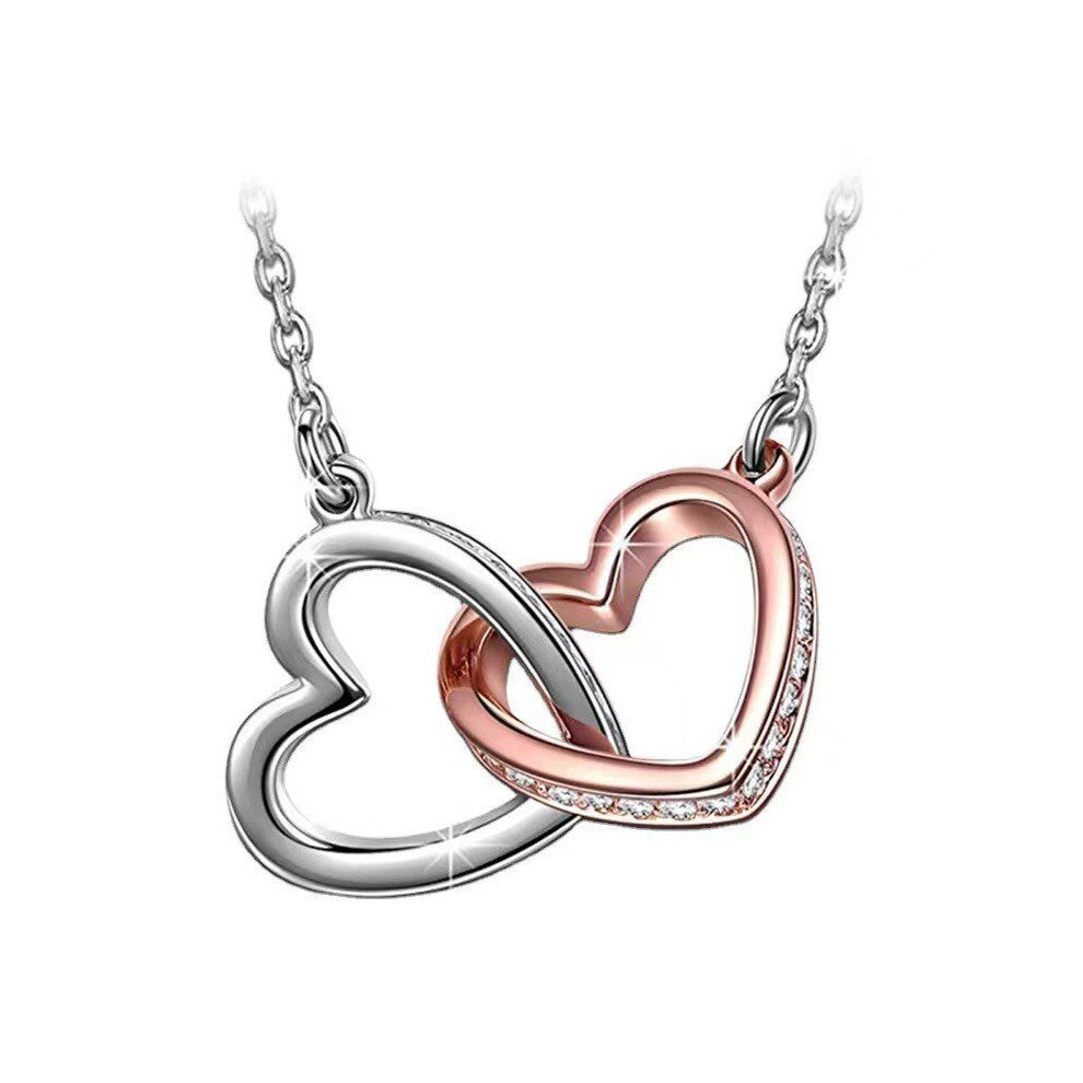 (Necklace Box) Steel Charming Titanium Heart Necklace For Women With Embellishments Brilliant