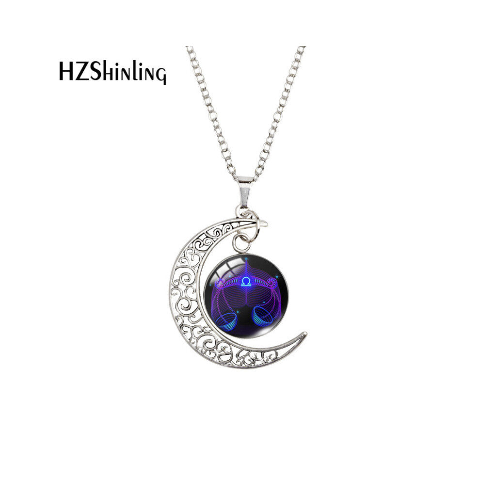 (YLXL27) Moonlight Gorgeous Zodiac Gemstone Necklace Crafted From Premium Glass Alloy And