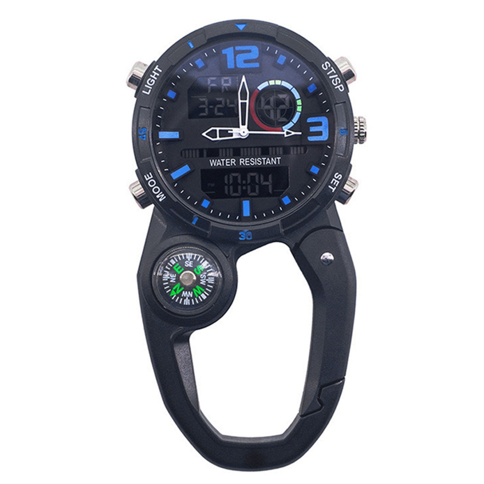 RoundScreen Outdoor Carabiner Watch with Compass Multi Functional Climbing Watches for Men Sports Waterproof,A