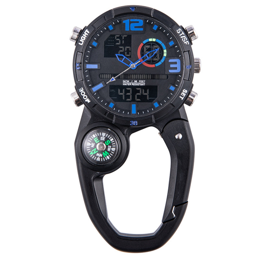 RoundScreen Outdoor Carabiner Watch with Compass Multi Functional Climbing Watches for Men Sports Waterproof,B
