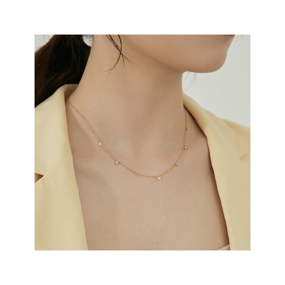 (Triangle Necklace Gold) Waterdrop Gold Stylish Shaped Titanium Steel Necklace Looks For Fashionable
