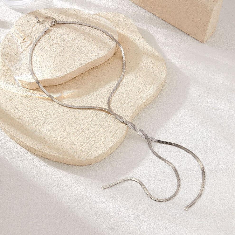 (Silver) Style Unique Cold Snake Chain Necklace With Striking Geometric Design And Fashionable For Tassels Women