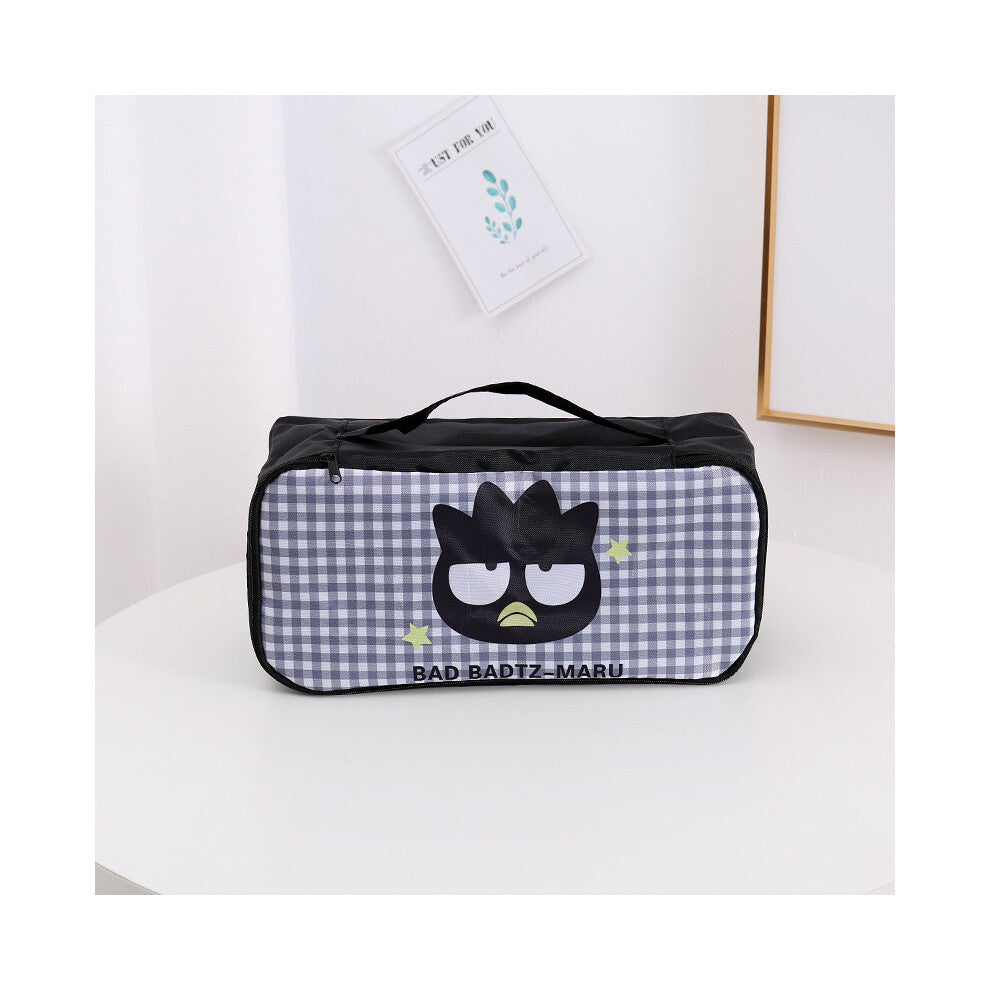 (StyleG) Kuromi Hello Kitty Grid Pattern Travel Storage Bag For Makeup Lingerie And
