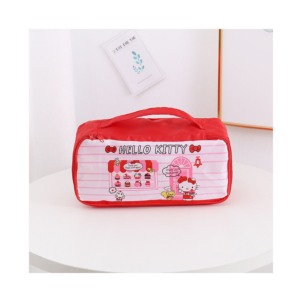 (StyleJ) Kuromi Hello Kitty Grid Pattern Travel Storage Bag For Makeup Lingerie And
