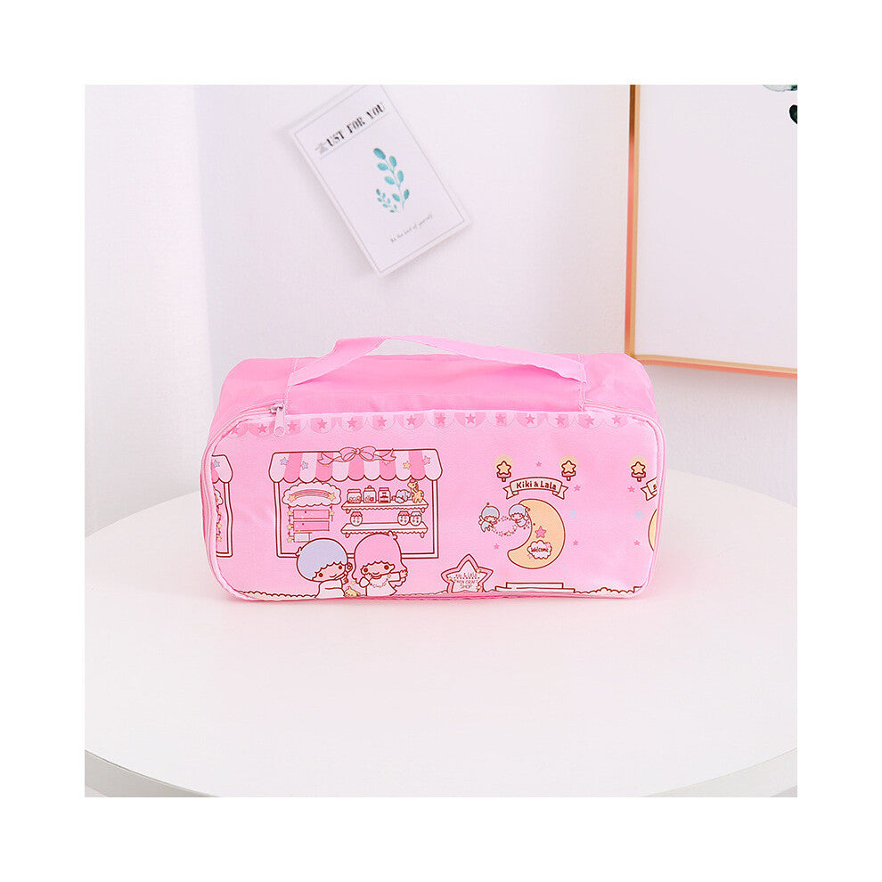 (StyleO) Kuromi Hello Kitty Grid Pattern Travel Storage Bag For Makeup Lingerie And
