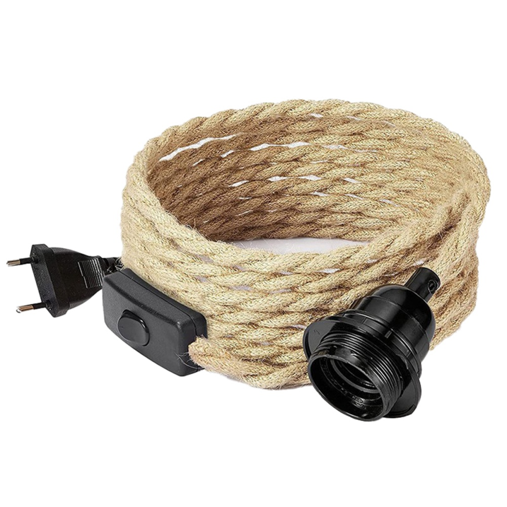 Retro Rope Chandelier Cord, Table Lamp Accessories with Cord Switch Plug (Without Bulb) EU