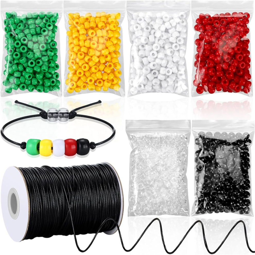 1200 Piece Rescue Project Bracelet Beads Bulk 100 Yards Waxed Cotton String Instructional Craft Kit