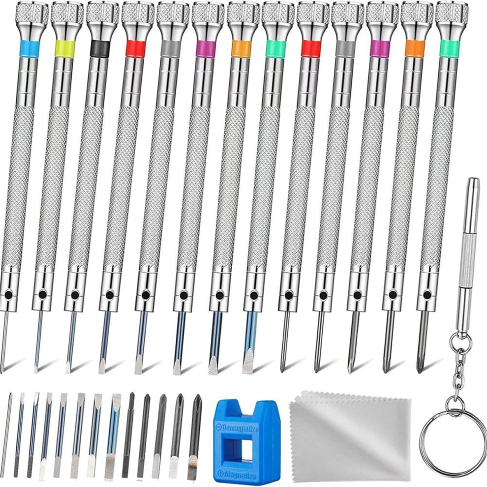 13 Pieces Watch Screwdriver Set with 0.2-2.0mm Extra Replacement Blades for Eyeglasses Sunglasses Gadgets