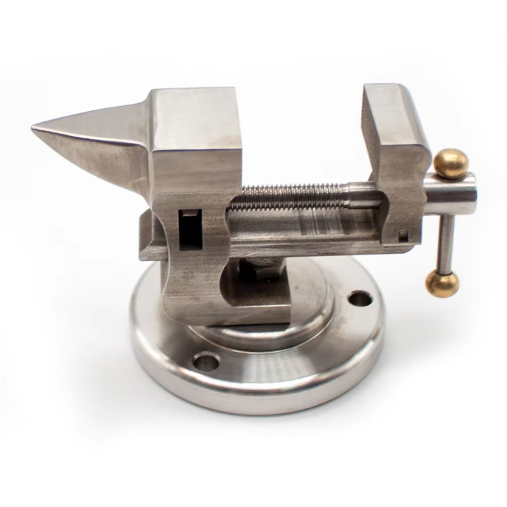 Mini 304 Stainless Steel Bench Pliers with Anvil 1 Inch Adjustable Desktop Clamp Swivel Base Watch Repair Tool