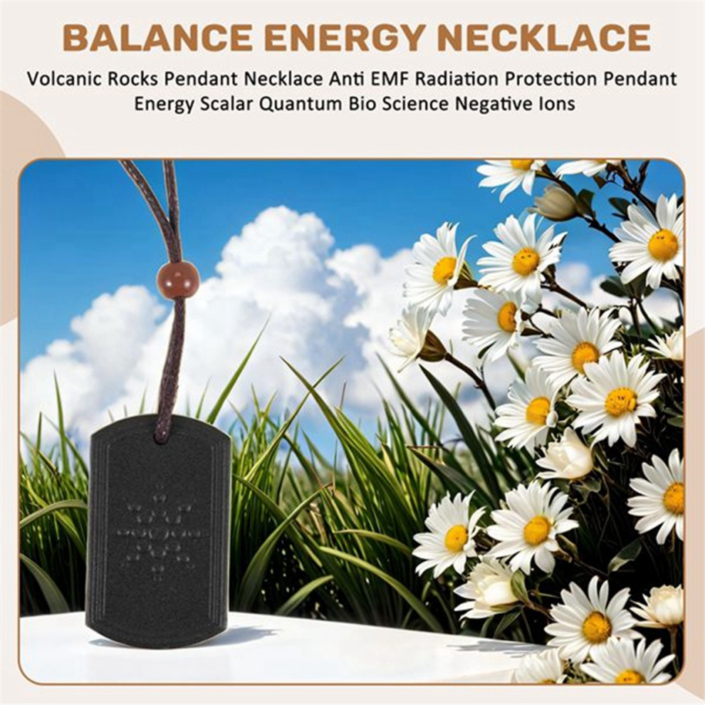 2 Pcs Sunflower Necklace Negative Ion Balance Energy Pendant Volcanic Stone Radiation Shielding EMF Protection