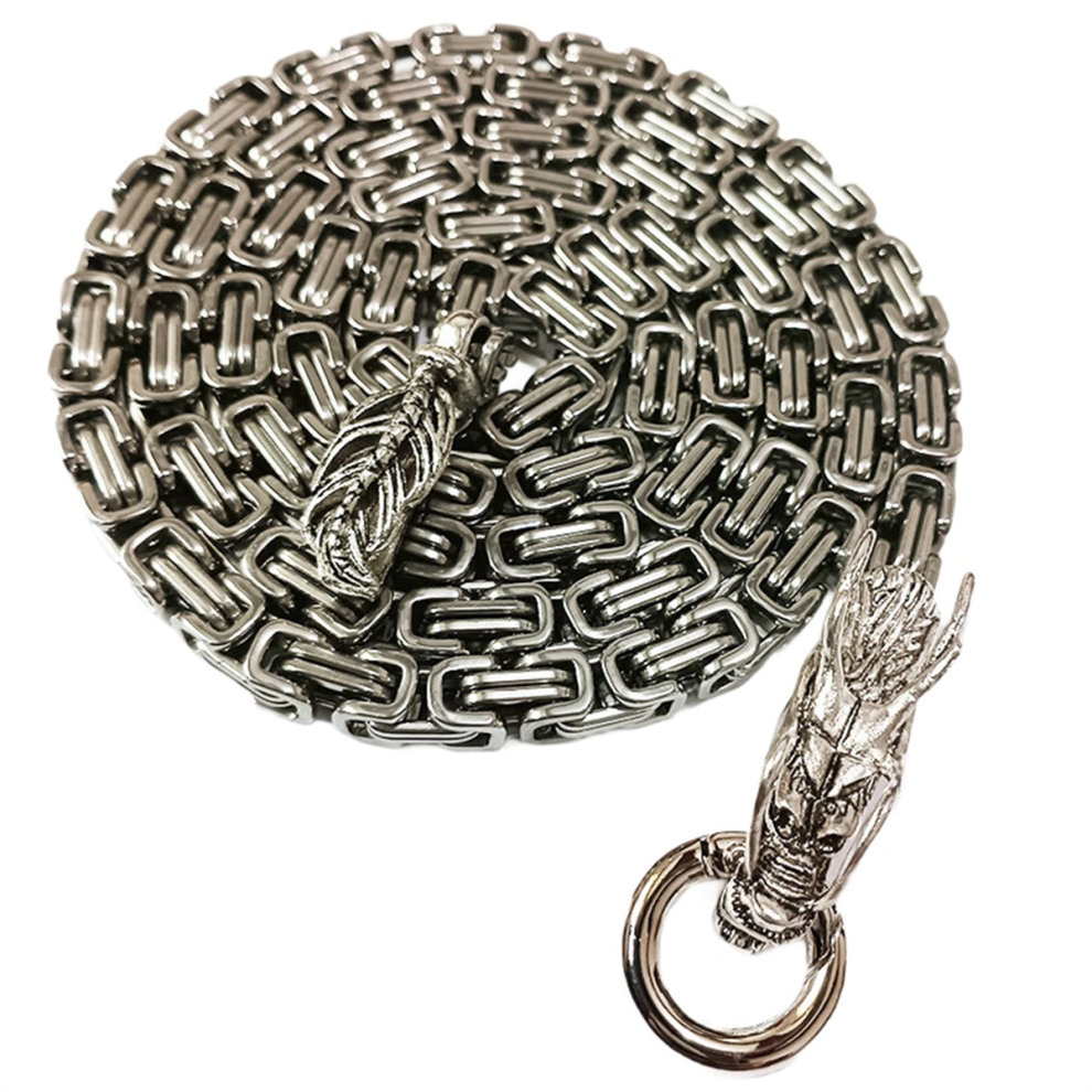 Outdoor Dragon Spine Self- Whip Chain Stainless Steel Titanium Keel Bracelet Metal Necklace Waist B