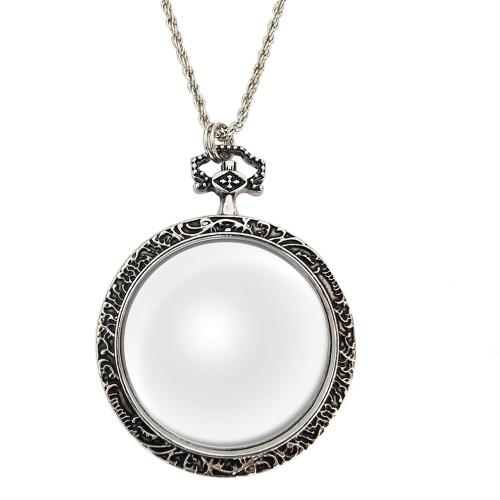 10X Magnifying Glass Necklace Magnifier Pendant Optical with Chain for Library, Reading