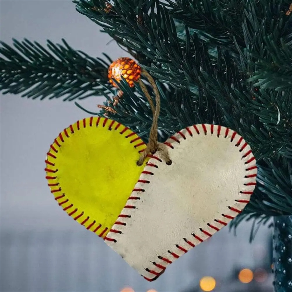 5PCS Vintage Baseball Heart Tree Hanging Pendant DIY Handmade Jewelry Large Hole Beads Valentine's Day