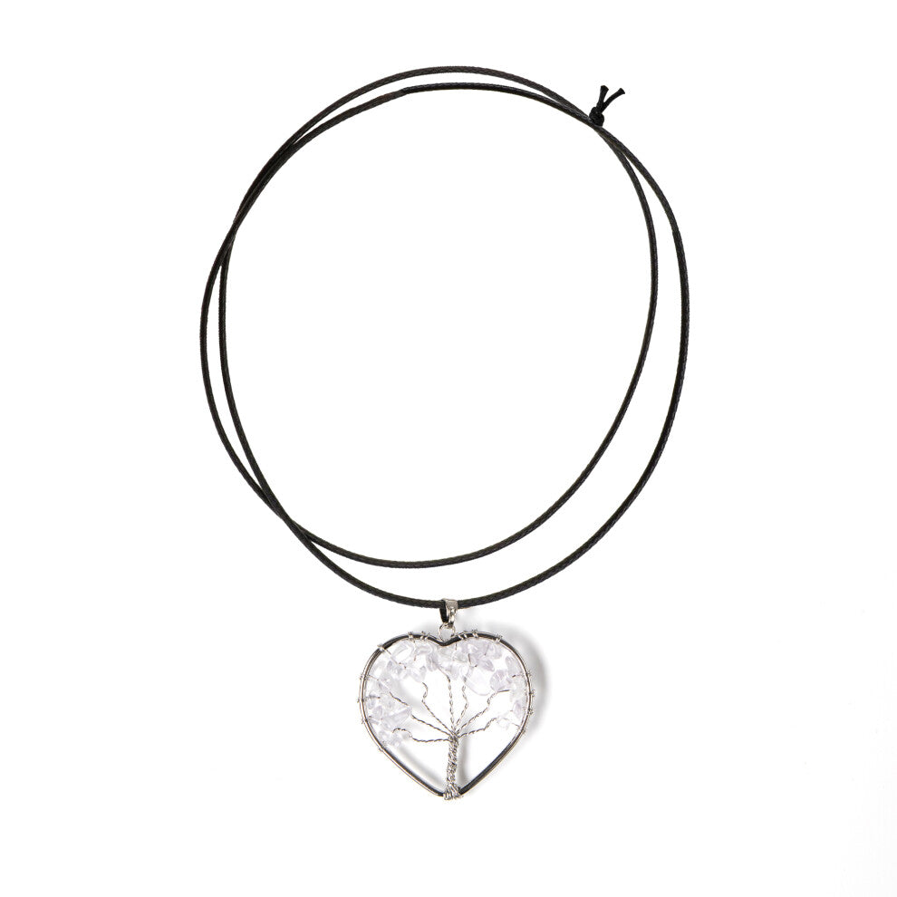 Myga Crystal Tree of Life Necklace  - Clear Quartz