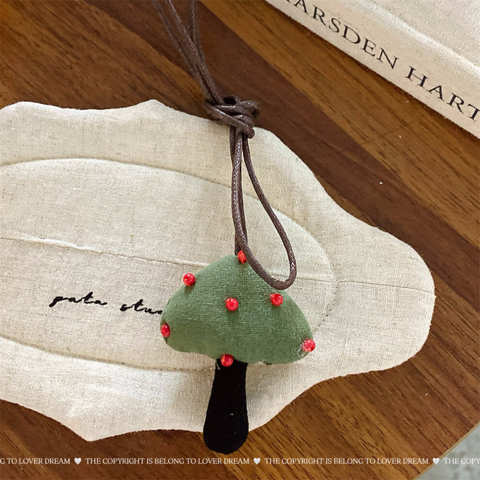 (Green Mushroom Leather Cord Necklace) New Animal Puppy Apple Leather Necklace Sweet and Cute Children's Adjustable Lanyard Necklace for Women