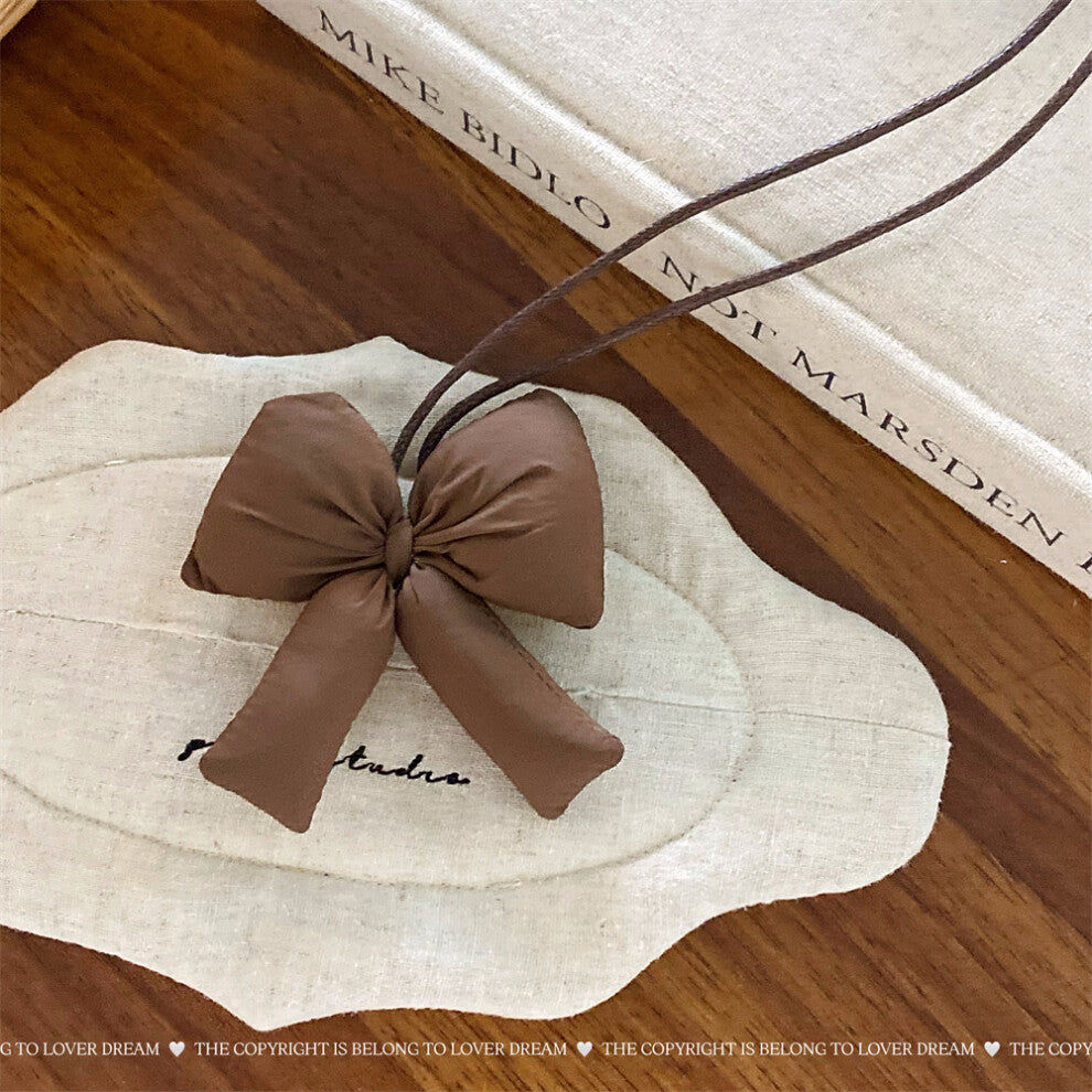 (Dark brown bow leather cord necklace) New Animal Puppy Apple Leather Necklace Sweet and Cute Children's Adjustable Lanyard Necklace for Women