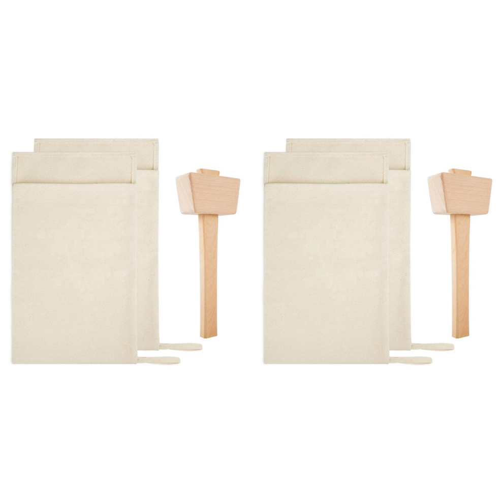 Pack of 2 Bags and 1 Ice Mallet Set-Reusable Canvas for Party