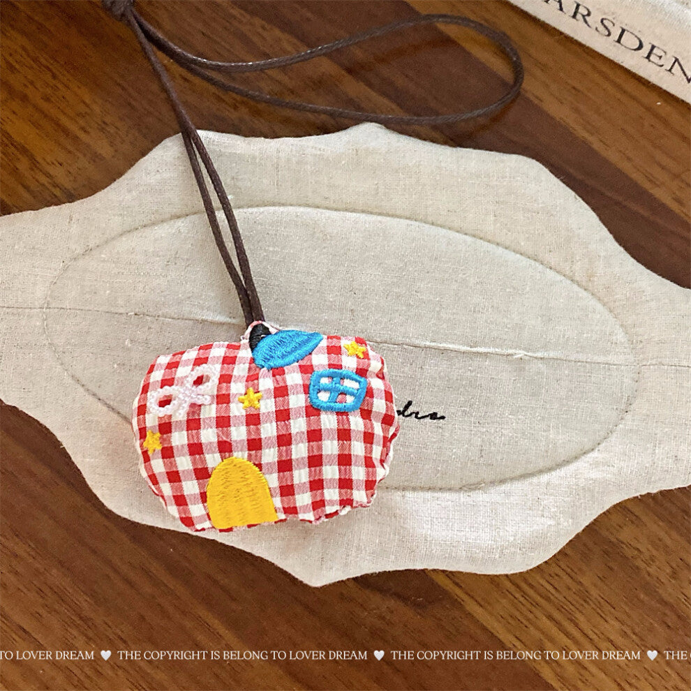 (Red Plaid Apple Leather Cord Necklace) New colorful plush animal alpaca leather necklace sweet and cute lanyard children's pendant necklace