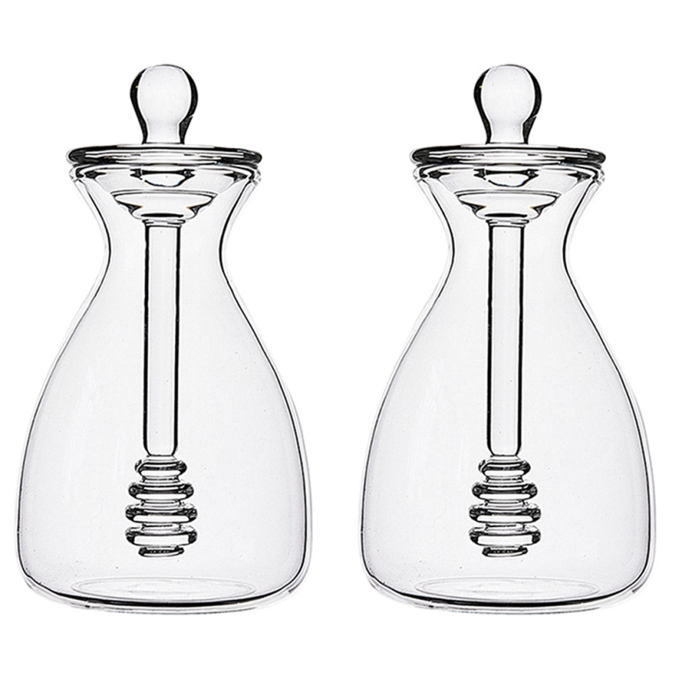 Handmade Honey Jar with Dipping Sauce, Glass Honey Dipping Sauce