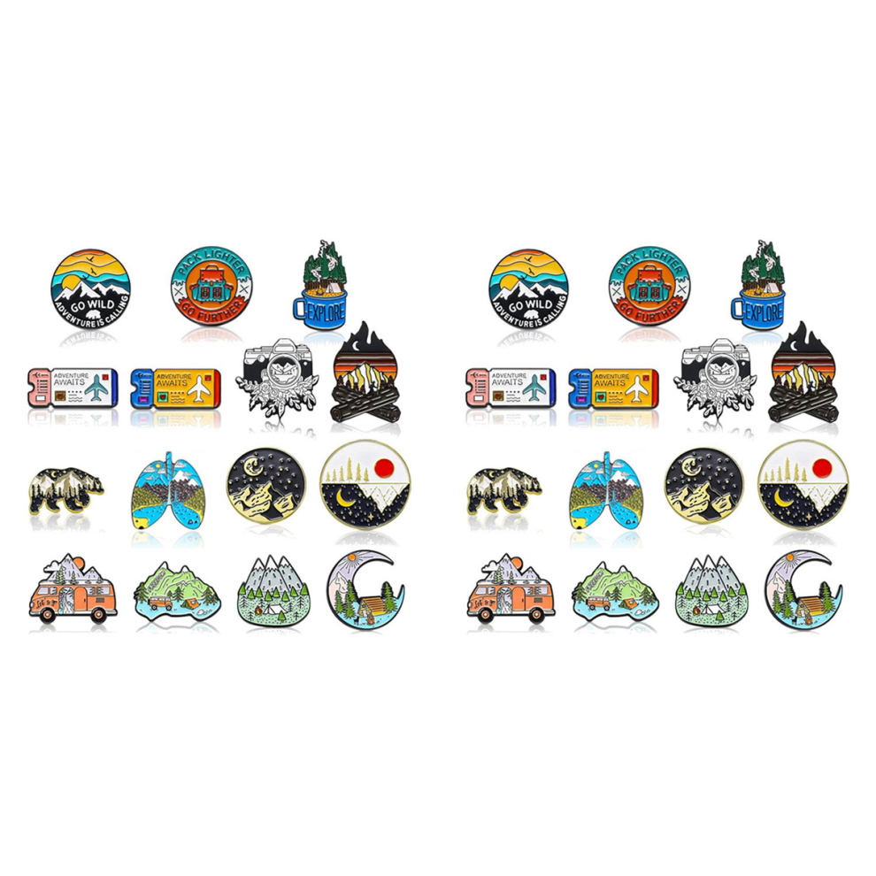 15 Pack Outdoor Enamel Pin Backpack Aesthetic Enamel Pin Set