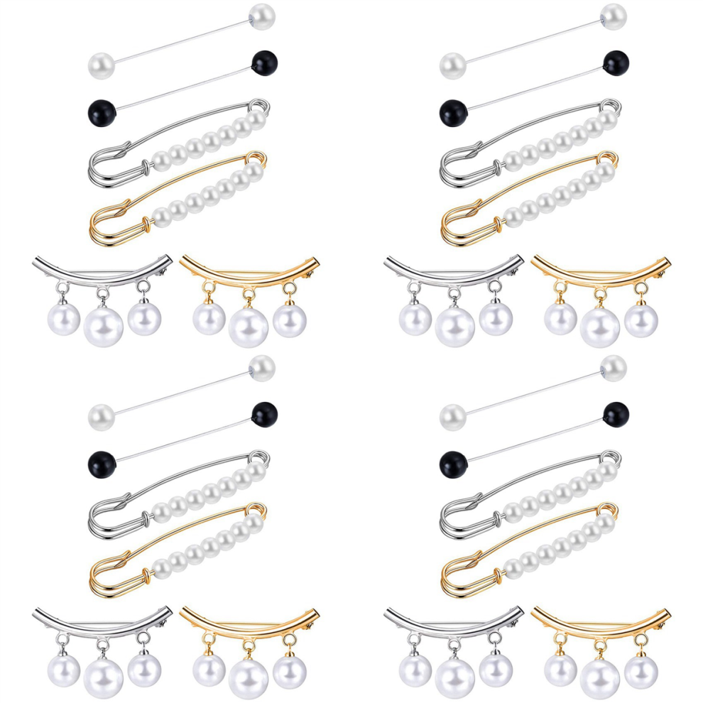 6 Pieces Sweater Shawl Clips Faux Pearl Dresses Cardigan Brooch