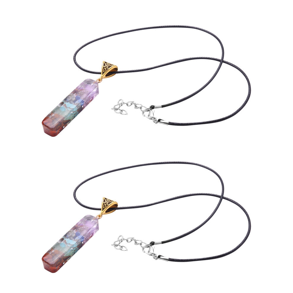 7 Chakra Orgone Pendant Necklace, Crystals Rainbow Yoga Meditation