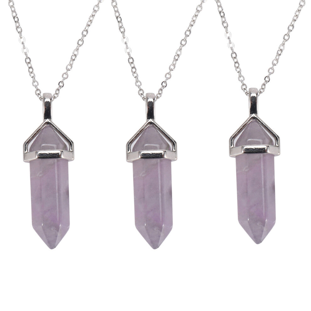 3X Hexagonal Healing Point Pendant Cut Pendant Necklace