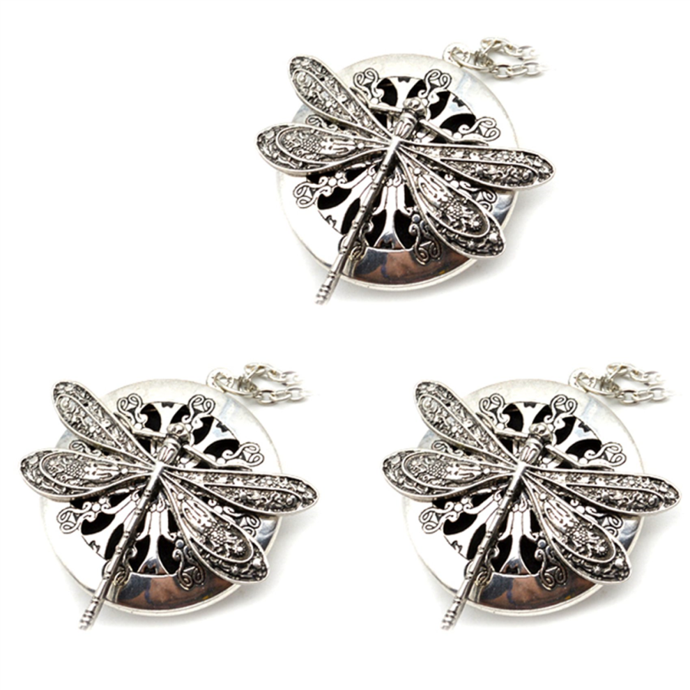 1Pc Antique Silver Colour Dragonfly Aromatherapy Pendant Necklace