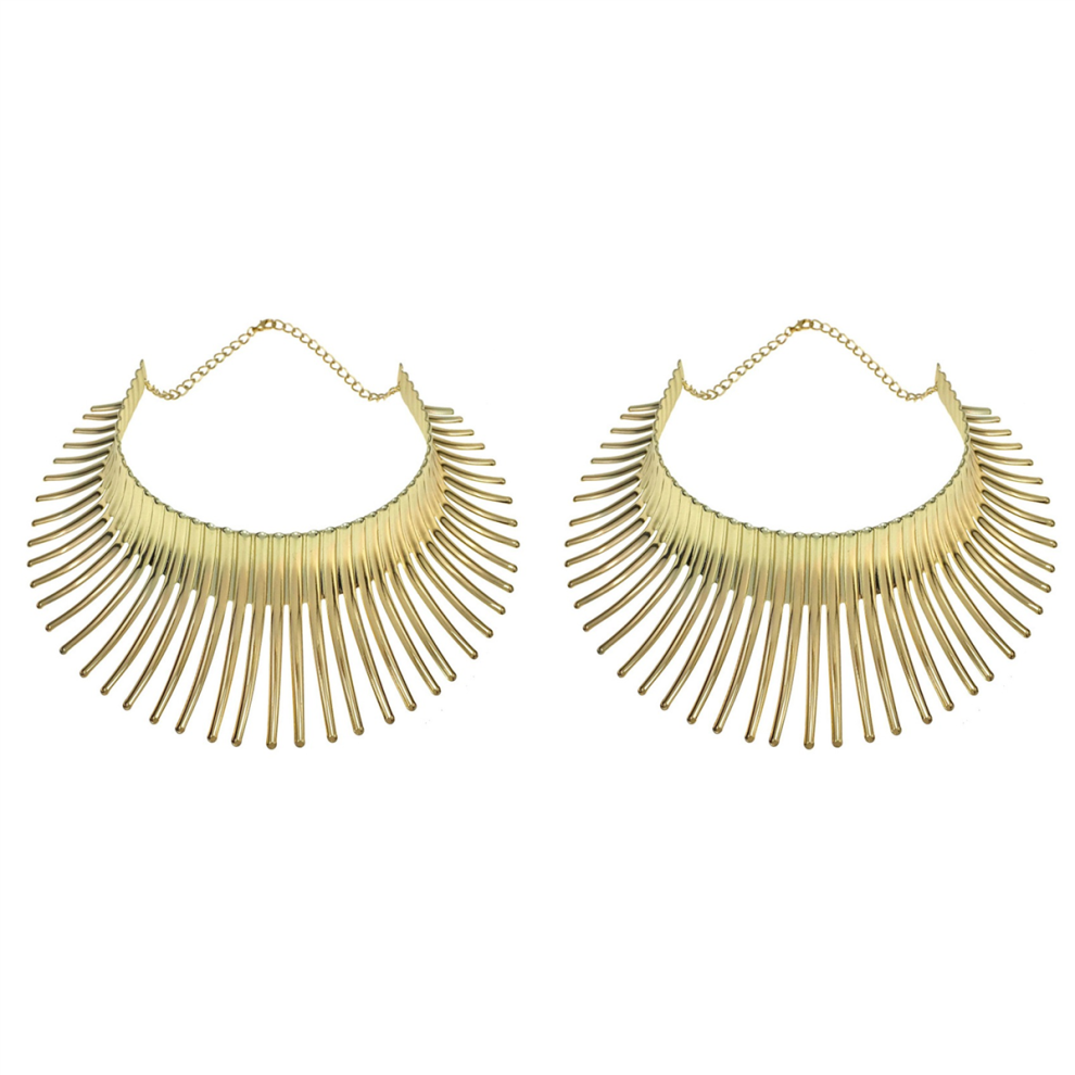 Women's Big African Necklace Indian Style Alloy Choker Gold