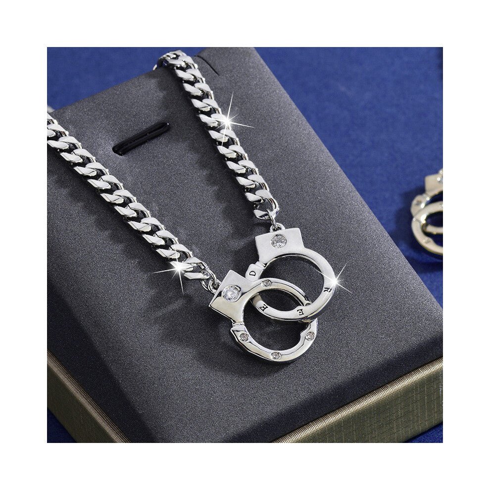 (Silver) Titanium Steel Fashionable Hanuff Necklace With Asymmetrical Shapes Perfect Wear Autumn For