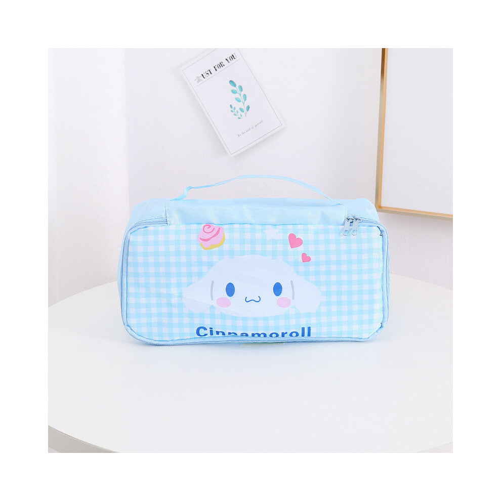 (StyleC) Kitty Hello Kuromi Grid Pattern Travel Storage Bag For And Makeup Lingerie