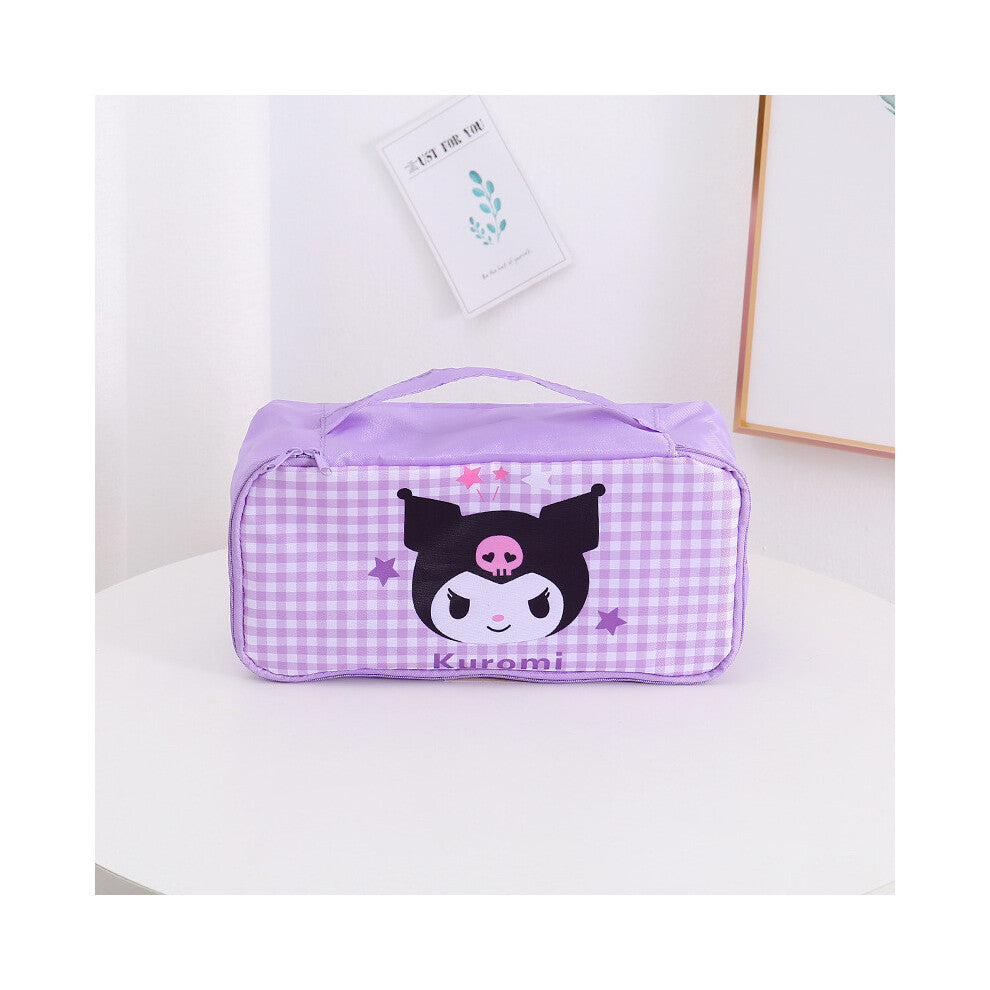 (StyleE) Kitty Hello Kuromi Grid Pattern Travel Storage Bag For And Makeup Lingerie
