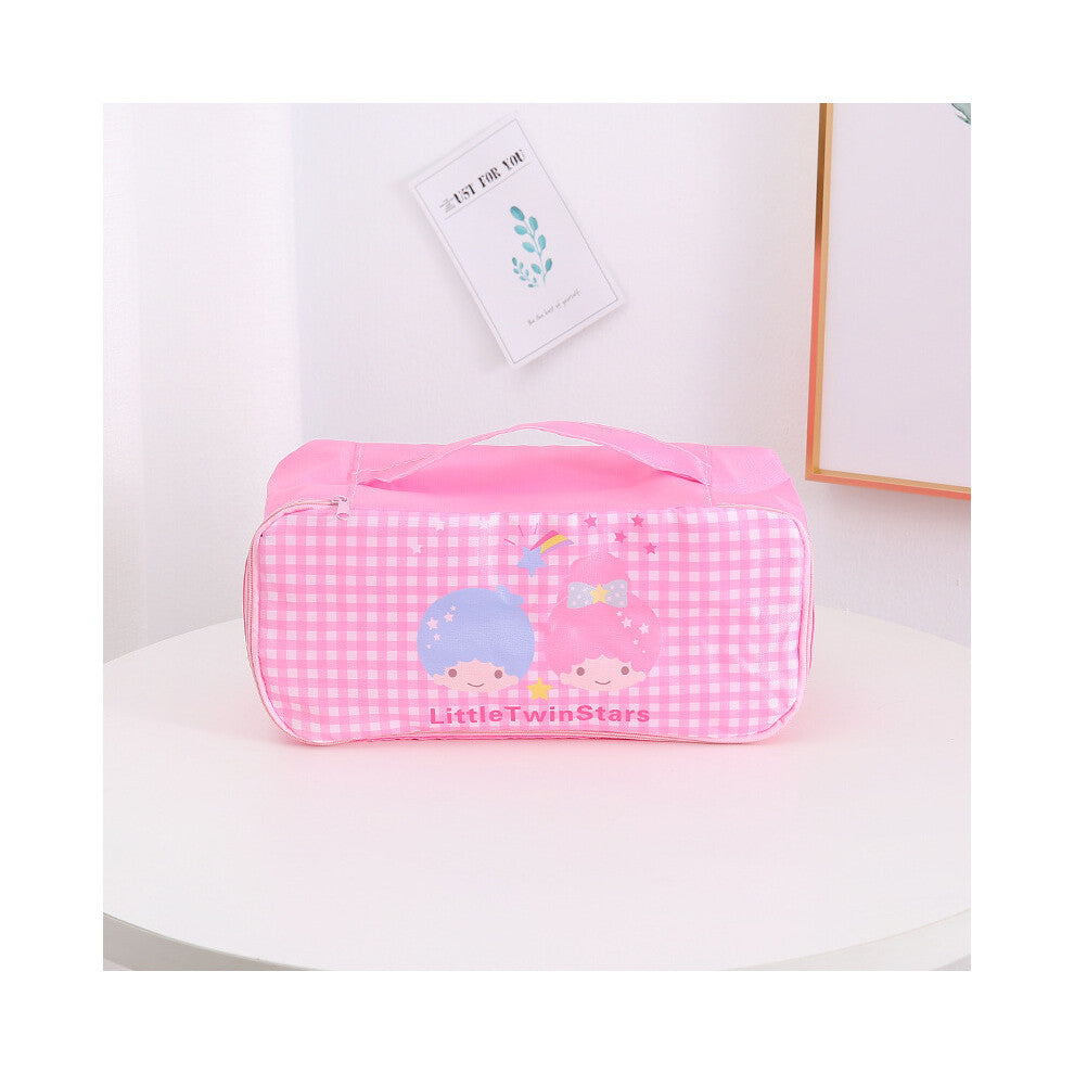 (StyleF) Kitty Hello Kuromi Grid Pattern Travel Storage Bag For And Makeup Lingerie
