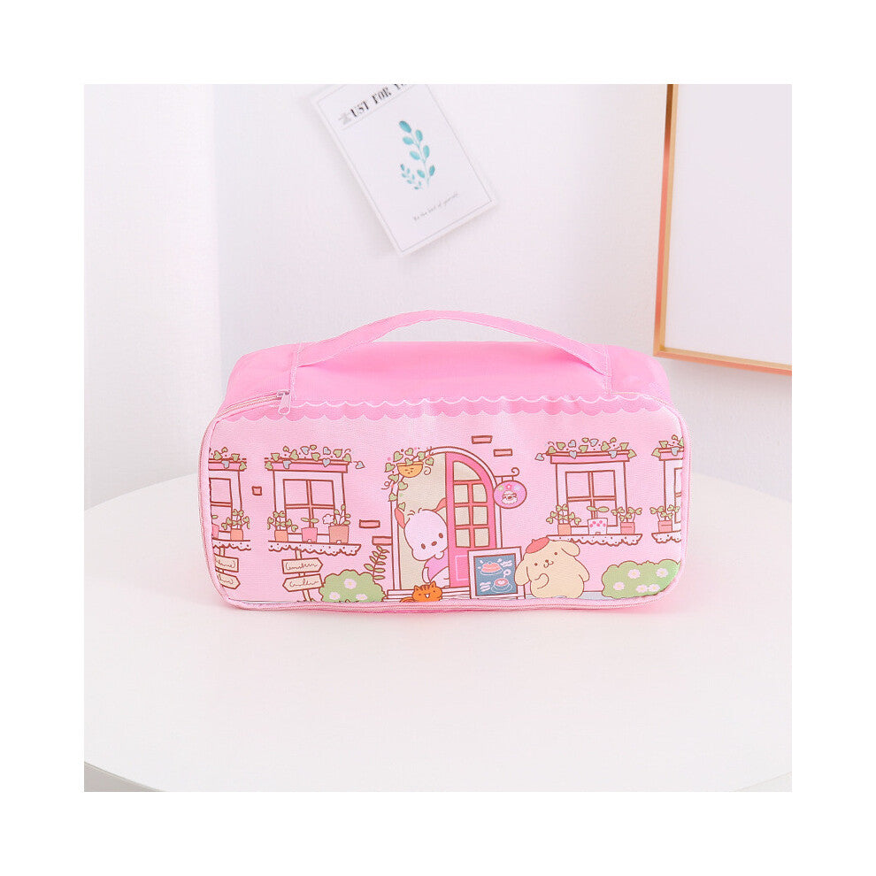 (StyleM) Kitty Hello Kuromi Grid Pattern Travel Storage Bag For And Makeup Lingerie
