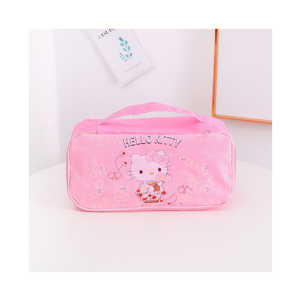 (StyleP) Kitty Hello Kuromi Grid Pattern Travel Storage Bag For And Makeup Lingerie