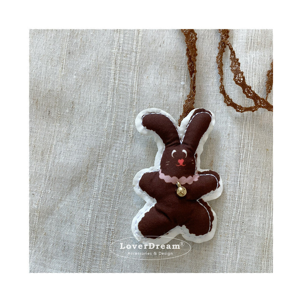 (Brown rabbit lace necklace) New cartoon rabbit and kitten love heart children's necklace sweet and cute adjustable lace necklace