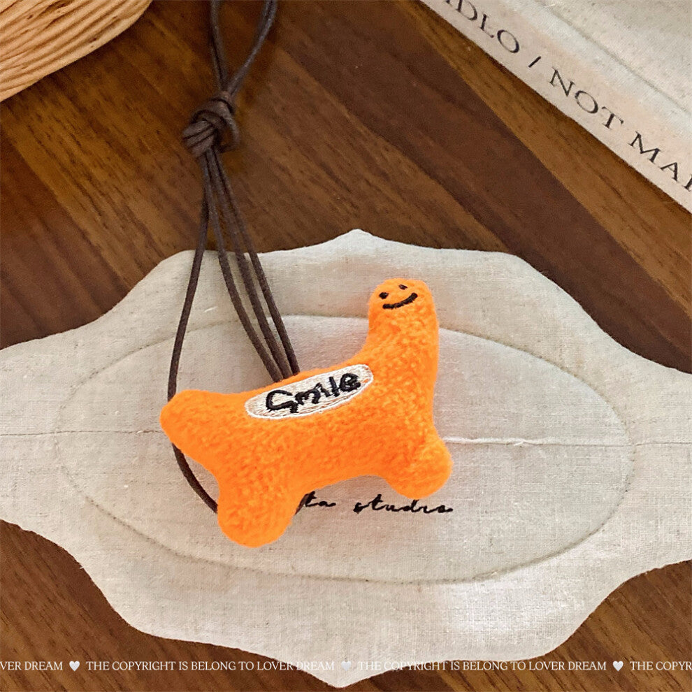 (Orange dinosaur leather cord necklace) New red and blue plaid puppy leather rope necklace sweet and cute children's adjustable lanyard necklace for w