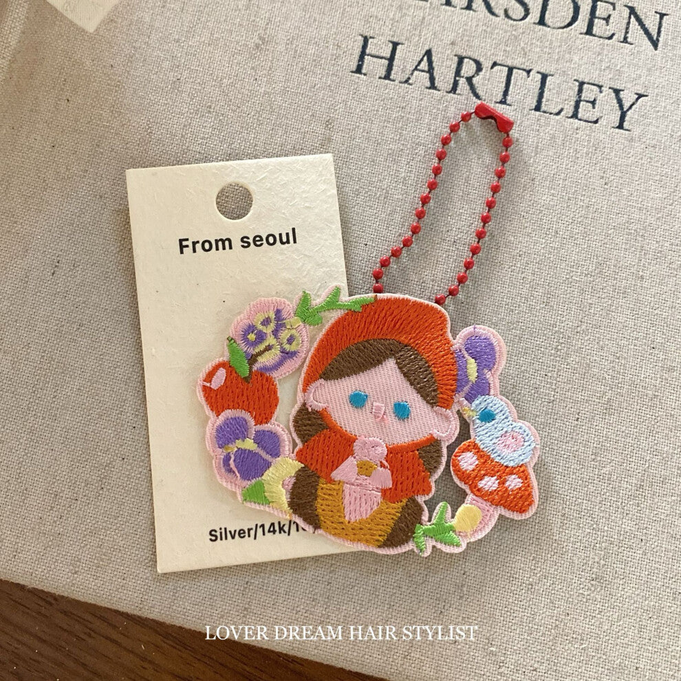 (Little Red Riding Hood red bead necklace) New colorful bow bear rabbit princess keychain sweet and cute bead chain bag pendant for women