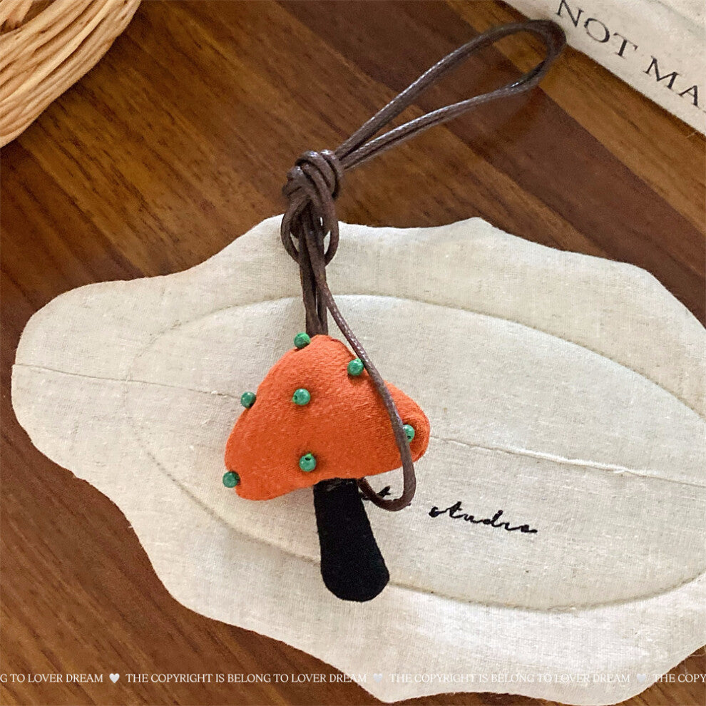 (Orange Mushroom Leather Cord Necklace) New Brown Rabbit Plaid Mushroom Leather Necklace Cute Children Adjustable Lanyard Necklace for Girls