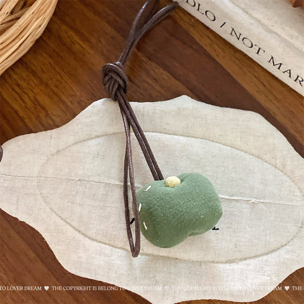 (Green Apple Leather Cord Necklace) New Brown Rabbit Plaid Mushroom Leather Necklace Cute Children Adjustable Lanyard Necklace for Girls