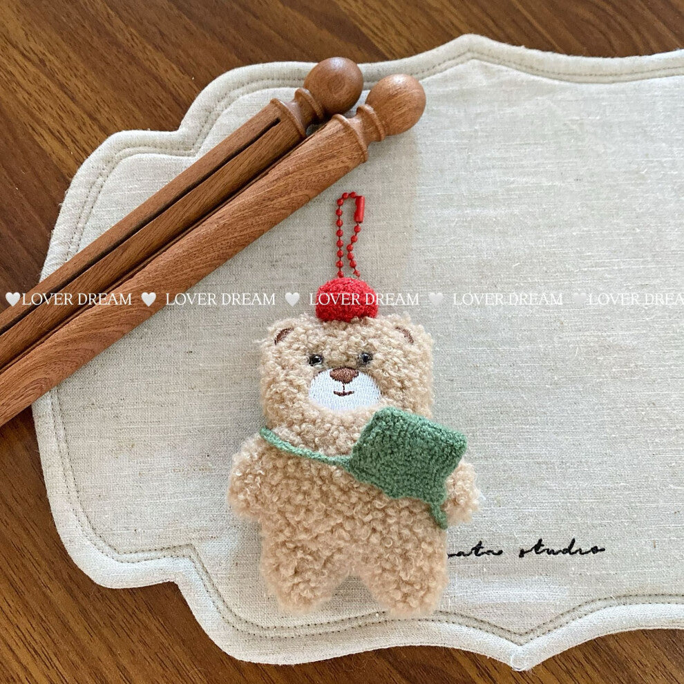 (Red bead necklace, green backpack, brown bear pendant) New cartoon rabbit bear bead chain keychain cute niche design pendant versatile bag pendant