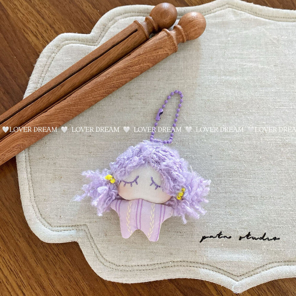 (Purple bead necklace purple hair girl pendant) New cartoon rabbit bear bead chain keychain cute niche design pendant versatile bag pendant