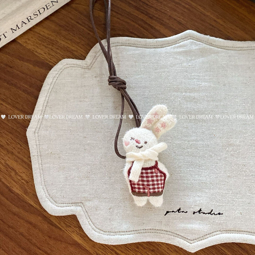 (No. 6 cartoon necklace) New cartoon plush bear puppy children's necklace cute imitation leather adjustable collar lanyard necklace