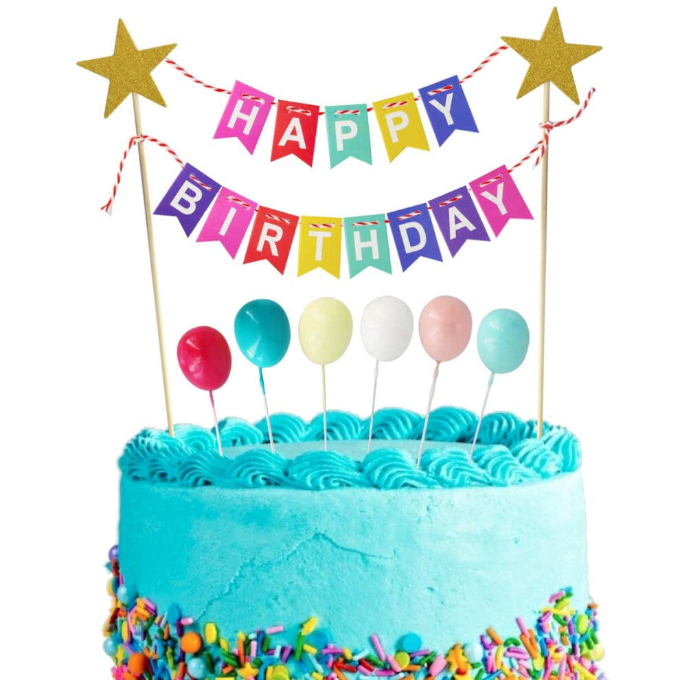 Happy Birthday Cake Flag Happy Birthday Glitter Party Dessert Table Decoration Card