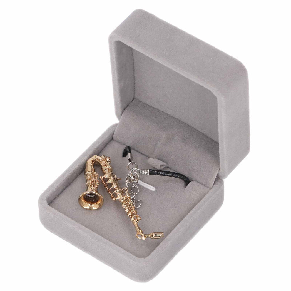 Mini Gold Saxophone Necklace, Delicate Metal Musical Pendant for Daily Wear